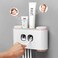 Multi-functional Toothbrush Holder Wall Mount Toothpaste Dispenser Hanging Organizer with 4 Cups 4 Brush Slots (PINK)