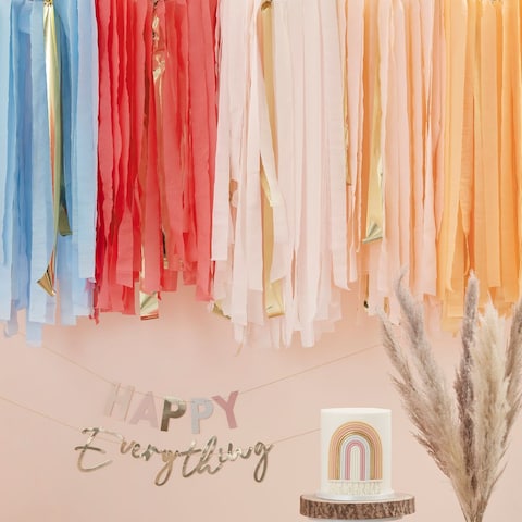 Ginger Ray Happy Everything Rainbow Ceiling Pastel Steamers Backdrop