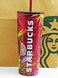Starbucks Tumbler Cold Cup Stainless Steel Autumn Abstract Ruby - 16oz (473ml)