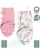 Moon Organic Swaddle Lightweight - Feather Print And Pink, Pack Of 2