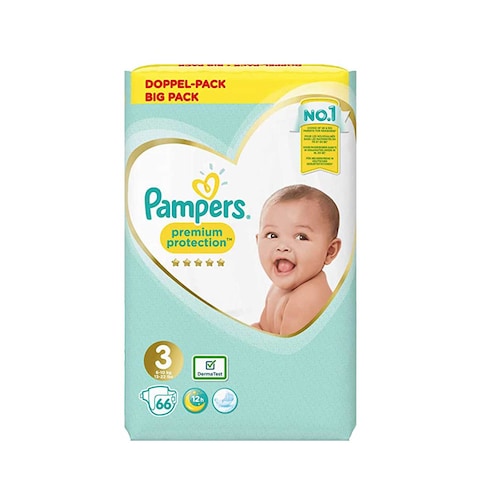 Buy Pampers Premium Protection Size 3, 66pcs Online | Carrefour Qatar