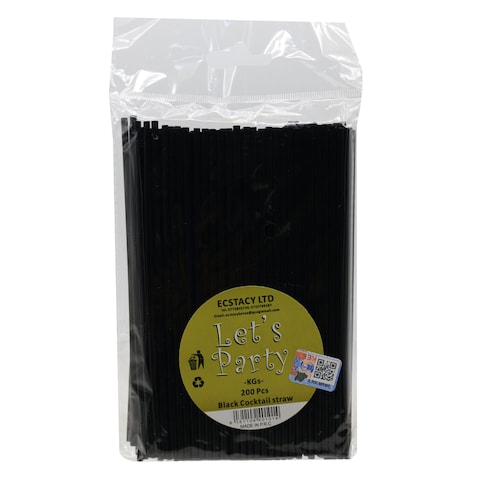 Lets Party Cocktail Straw Black 200 Pieces