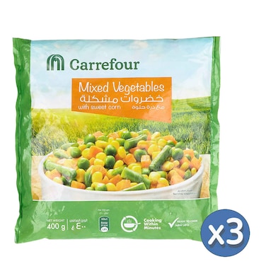 Buy Carrefour Mixed Vegetables 400g Pack of 3 Online | Carrefour UAE