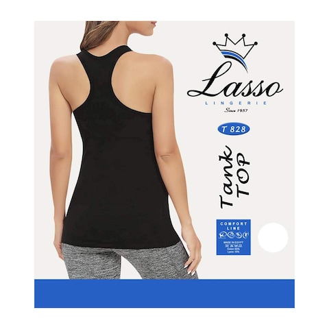 Lasso T828 Racer-Back Tank Top For Women - XXL - Black