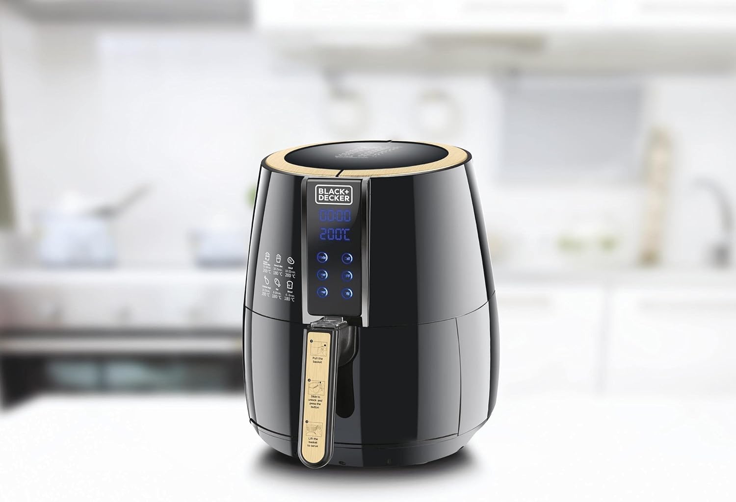 Black + Decker Digital Air Fryer Aerofry, Black, 4 Litres, Af400-B5