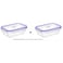 Feelings Glass Rectangular Storage Container Clear/Purple 1L 2 PCS