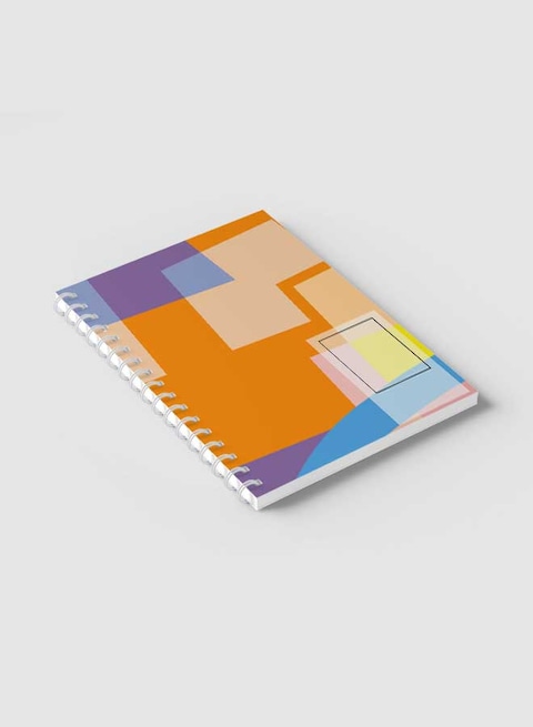 Lowha Spiral Notebook With 60 Sheets And Hard Paper Covers With Abstract Colorful Shapes Design, For Jotting Notes And Reminders, For Work, University, School