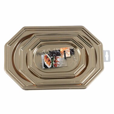 FUN OCTGNL PLATTER 27X19CM GOLD