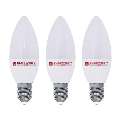 Elsewedy LED Lamp Candle - 6 Watt - Warm Light - 3 Pieces