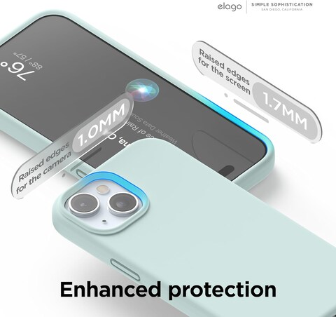 elago Liquid Silicone for iPhone 15 Plus case cover Full Body Protection, Shockproof, Slim, Anti-Scratch Soft Microfiber Lining - Mint