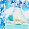 Party Time 130pcs Blue Balloon Garland Arch Kit, with Blue, White, Silver Metal Latex and Blue Confetti Balloons, for Background Backdrop Decoration of Baby Shower, Wedding, Birthday Party Decoration
