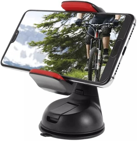 Car Mobile Holder Adjustable Phone Holder with 360 Degree Rotation Car Mount Mobile Phone Holder Stand for Dashboard Windshield - Red &amp; Black
