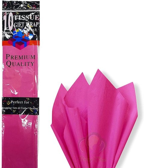 Party Time 10-Pieces Dark Pink Tissue Gift Wrap, 10 Sheets Gift Wrapping Paper for Home, Kitchen, Weddings, Birthday Party, Showers, Arts Crafts, DIY - Party Supplies