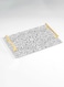 Lowha Decorative Acrylic Serving Tray With Gold Metal Handles And Vector Seamless Design 20x30 cm