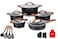 Dessini 17-Piece Non Stick Granite Cookware Set 20/24/28/32cm Casserole, 28cm Shallow Casserole - PFOA Free