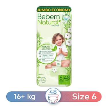 Bebem Natural Baby Diapers Jumbo - 48 Diapers