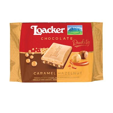 Loacker Chocolate Bar Duality Caramel &amp; Hazelnut 50g
