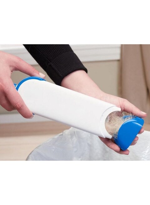 Generic Double Sided Reusable Pet Fur Remover With Self-Cleaning Base Blue/White