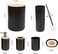 Bathroom Accessories Set, 6 Pieces Bamboo Bath Set- Soap Dish Toothbrush Holder Rinse Cup Lotion Bottle Trash Can Toilet Brush - Practical Toilet Kit for Home Washing Room, Black