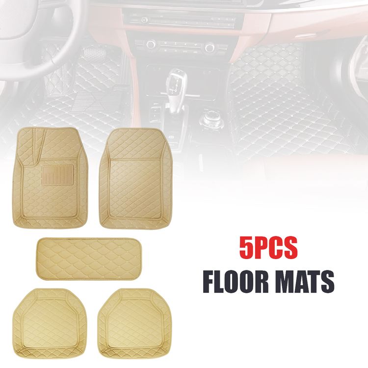 Buy Universal Car Floor Mat for Premium & High Quality Rexine Beige - 5 ...