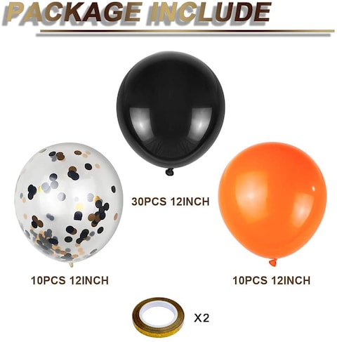 Party Time 30-Pieces 12inch Orange and Black Halloween Balloons Set of Latex &amp; Confetti Balloons, Birthday Balloons Helium Balloons For Baby Shower Birthday D&eacute;cor and Halloween Party Decoration - Part