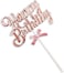 Party Time Rose Gold 3D Happy Birthday Cake Topper Happy Birthday Cursive Font Cake Topper Set for Boys Girls Women Men Cake Decoration, Birthday Party Cake Decorations Supplies