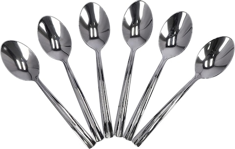 Delcasa Dc1943 6Pcs Stainless Steel Mocca Spoon Food Grade Material Tea Spoons With Comfortable Handle Dishwasher Safe Perfect For Desserts, Baby Food &amp; More, Silver