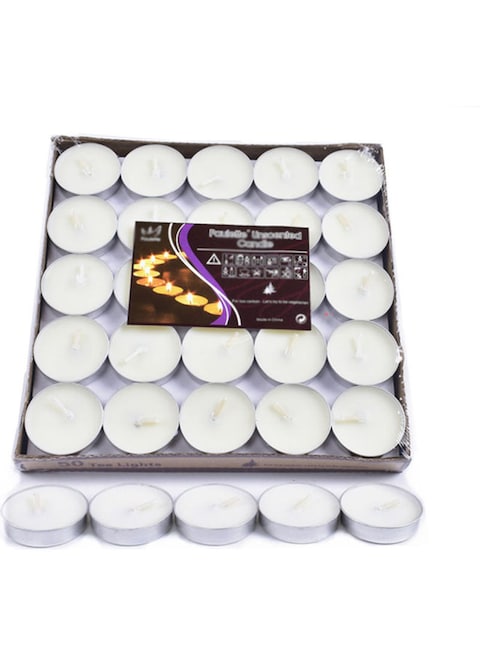Marrkhor 50 Pack Of 2-Hour Burn Duration Smokeless Tealights Candle Set White