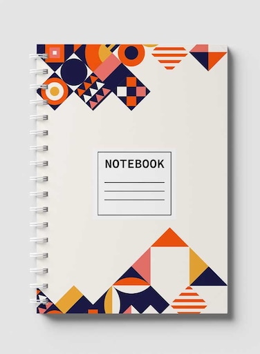 Lowha Spiral Notebook With 60 Sheets And Hard Paper Covers With Flat Mosiac Design, For Jotting Notes And Reminders, For Work, University, School