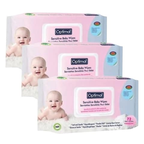 Optimal Sensitive Baby Wipes 72 Sheets x Pack Of 3