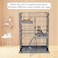 Large 2-tier cat cage, Strong quality cage, 2 Large doors with mobile spring door lock, Cat ladder, and 2 large widened floors, Indoor cat cage, suitable for multiple cats (Black, Gray)