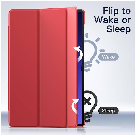 Case For Samsung Galaxy Tab S9 Ultra 14.6-Inch, Translucent Back Tri-Fold Stand Protective Tablet Cover, Support S Pen Charging Auto Wake/Sleep Red