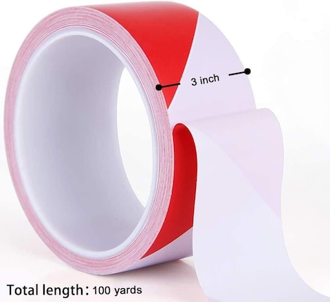 Hazard Warning Tape, 3&quot; x 100 yards Red and White Non-Adhesive Barrier Tape, Caution Safety Barricade Construction Tape for Danger/Hazardous Areas