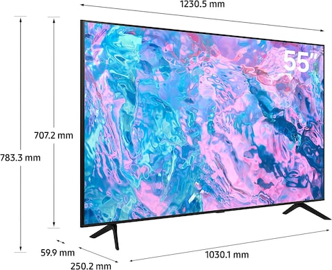 Samsung CU7000, 55 Inch, Crystal UHD 4K, Smart TV, UA55CU7000UXZN, Black (2023, Crystal Processor 4K, PurColor, Smart Hub)