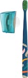 Flipper Toothbrush Cover &amp; Toothbrush Flp Twigo Basic Combo Pack, Soft Bristles, For Adults, Made In Malaysia, Ocean Blue