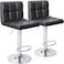 Karnak Bar Stools Modern PU Leather Adjustable Swivel Barstools, Armless Hydraulic Kitchen Counter Bar Stool Synthetic Leather Extra Height Square Island Barstool With Back Set Of 2 (Black)-6659