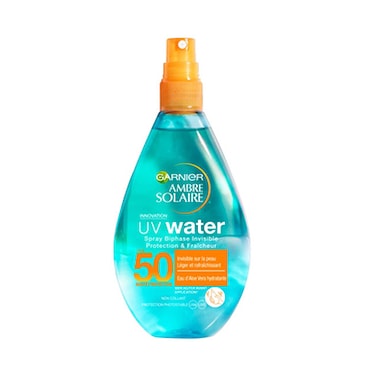 Garnier Ambre Solaire Uv Water Clear Spf50 Sun Cream Mist Spray With Aloe Vera 150ML