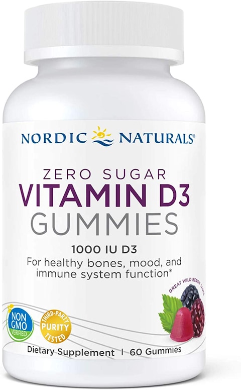Nordic Naturals Zero Sugar Vitamin D3 1000Iu Gummies, Wild Berry Flavour