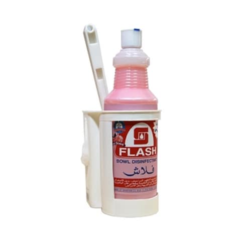 Flash Disinfectant Pink Toilet Bowl Cleaner 1L  Brush