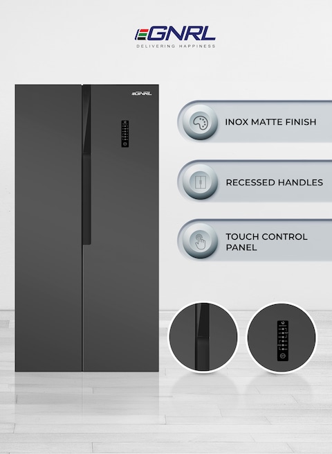 EGNRL 650L Side By Side Inverter Based Refrigerator-Freezer &lrm;With Digital Control And Temperature Display, No-Frost, LED-Light Inox EGR820S, 1 Year Warranty