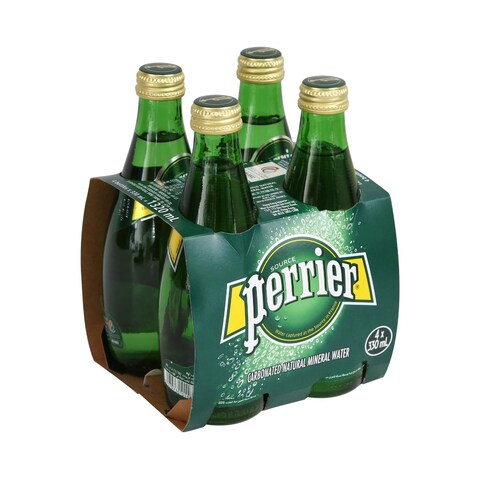 Perrier Natural Sparkling Mineral Water Glass Bottle 4x330ml