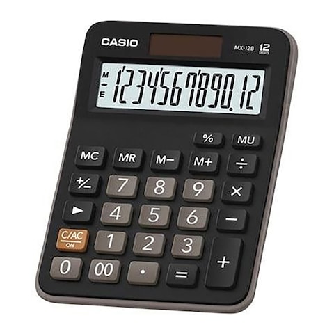 Casio Portable Mini Desk Calculator -MX-12B-BK