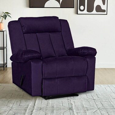 Buy In House Velvet Rocking & Rotating Recliner Chair - Dark Purple ...