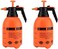 2L Pressure Sprayer Watering Bottle Spray , Portable Pressurized Sprayer Multifunctional Pressure Watering Bottle for Garden, Plant, Flower (2 Litre, 2 Pack Orange)