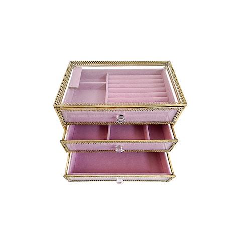 Large Jewelry Display Box Gold Nordic style Makeup Organizer Carrying Cases