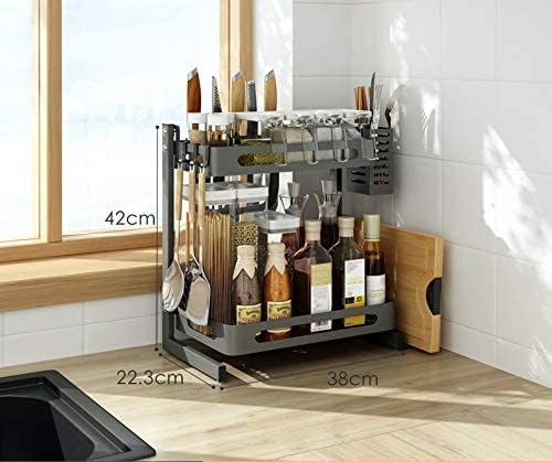 Atraux Multi-Functional 2-Tier Kitchen Storage Rack (Black)