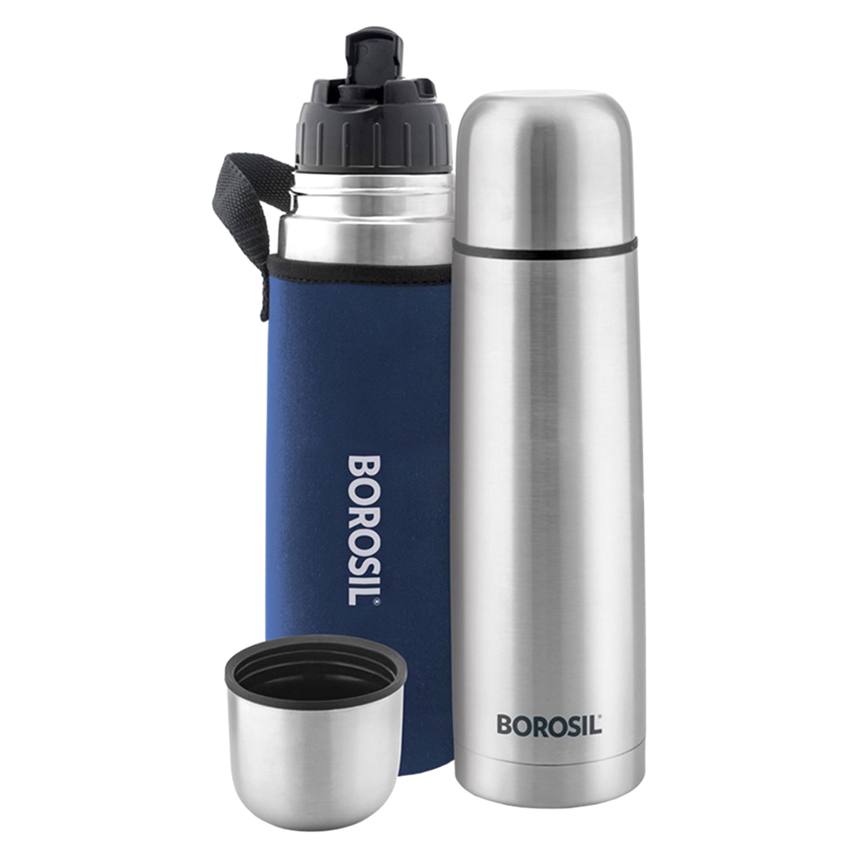 Borosil Hydra Vacuum Insulated Thermo Flask Blue 500ml