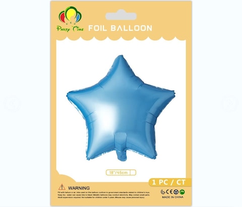 Party Time 1pc 18&quot; Shiny Light Blue Star Shaped Foil Mylar Balloons For Mother&#39;s Day, Wedding Decoration &amp; Engagement - Birthday Party Supplies