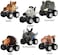 Pull Back Animal Car Monster Vehicle Playset - Set of 6