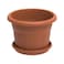 Cosmoplast Round Planter With Tray Brown 115L